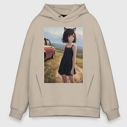 Мужское худи оверсайз Traveller anime neko girl