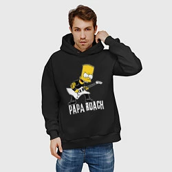 Толстовка оверсайз мужская Papa Roach Барт Симпсон рокер, цвет: черный — фото 2