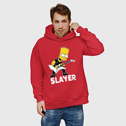 Толстовка оверсайз мужская Slayer Барт Симпсон рокер, цвет: красный — фото 2