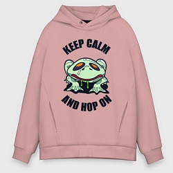 Мужское худи оверсайз Keep calm and hop on