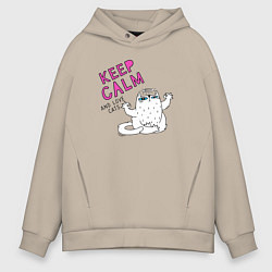 Мужское худи оверсайз Keep calm and love cats