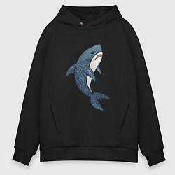 Толстовка оверсайз мужская Недовольная плюшевая акула, цвет: черный