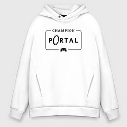 Мужское худи оверсайз Portal gaming champion: рамка с лого и джойстиком