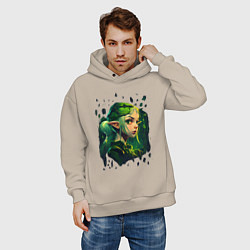 Толстовка оверсайз мужская Лесная эльфийка, цвет: миндальный — фото 2