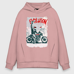 Толстовка оверсайз мужская Evolution - motorcycle, цвет: пыльно-розовый