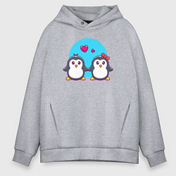 Толстовка оверсайз мужская Penguins love, цвет: меланж