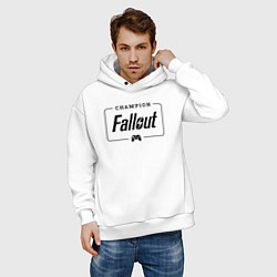 Толстовка оверсайз мужская Fallout gaming champion: рамка с лого и джойстиком, цвет: белый — фото 2