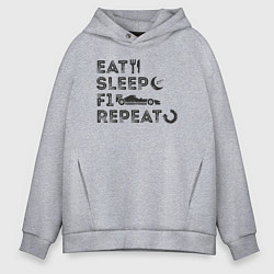 Мужское худи оверсайз Eat sleep F1