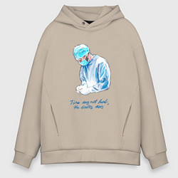 Мужское худи оверсайз Лечит не время - лечит доктор