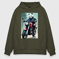 Мужское худи оверсайз Panda - cool biker