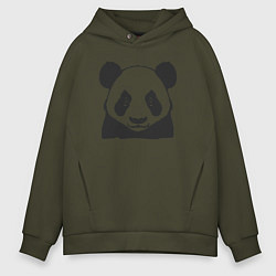 Толстовка оверсайз мужская Панда китайский медведь, цвет: хаки