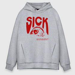 Толстовка оверсайз мужская Sick i cant away from you red, цвет: меланж