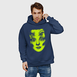 Толстовка оверсайз мужская Double lime face, цвет: тёмно-синий — фото 2