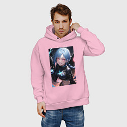 Толстовка оверсайз мужская Arcane League Of Legends JINX anime, цвет: светло-розовый — фото 2