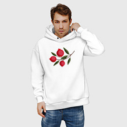Толстовка оверсайз мужская Ветка граната, цвет: белый — фото 2