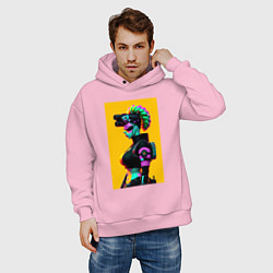 Толстовка оверсайз мужская Мардж Симпсон - киберпанк, цвет: светло-розовый — фото 2