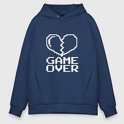 Мужское худи оверсайз Пиксельное сердечко Game over