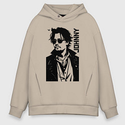 Толстовка оверсайз мужская Johnny Depp - graphics, цвет: миндальный