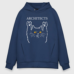 Толстовка оверсайз мужская Architects rock cat, цвет: тёмно-синий
