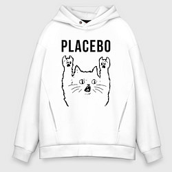 Толстовка оверсайз мужская Placebo - rock cat, цвет: белый