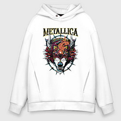 Толстовка оверсайз мужская Metallica - wolfs muzzle - thrash metal, цвет: белый