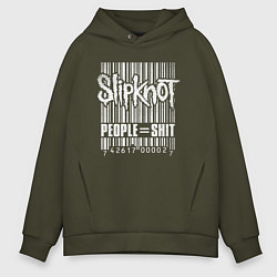 Толстовка оверсайз мужская Slipknot bar code, цвет: хаки
