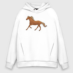 Толстовка оверсайз мужская Конь бежит, цвет: белый