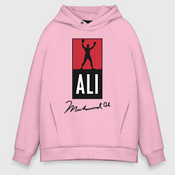 Толстовка оверсайз мужская Muhammad Ali boxer, цвет: светло-розовый