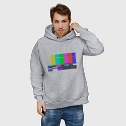 Толстовка оверсайз мужская Разноцветные полосы в телевизоре, цвет: меланж — фото 2