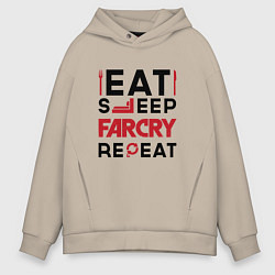 Мужское худи оверсайз Надпись: eat sleep Far Cry repeat