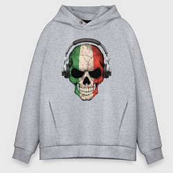 Толстовка оверсайз мужская Italy skull music, цвет: меланж