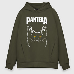 Толстовка оверсайз мужская Pantera rock cat, цвет: хаки