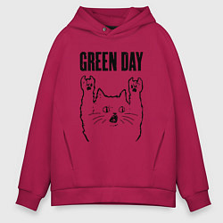 Толстовка оверсайз мужская Green Day - rock cat, цвет: маджента