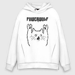 Толстовка оверсайз мужская Powerwolf - rock cat, цвет: белый