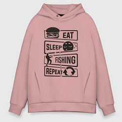 Мужское худи оверсайз Eat sleep fishing repeat