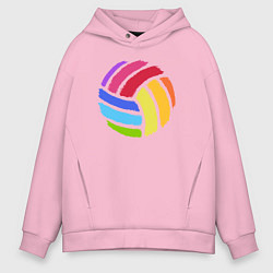 Толстовка оверсайз мужская Rainbow volleyball, цвет: светло-розовый