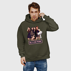 Толстовка оверсайз мужская Rose Blackpink kpop, цвет: хаки — фото 2