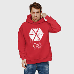 Толстовка оверсайз мужская EXO лого, цвет: красный — фото 2