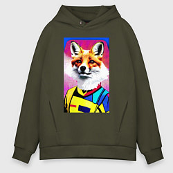 Толстовка оверсайз мужская Fox - pop art - fashionista, цвет: хаки