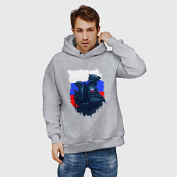 Толстовка оверсайз мужская Военные РФ и флаг - neuro art, цвет: меланж — фото 2