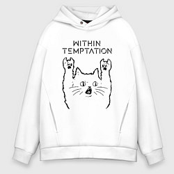 Толстовка оверсайз мужская Within Temptation - rock cat, цвет: белый