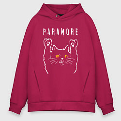 Толстовка оверсайз мужская Paramore rock cat, цвет: маджента