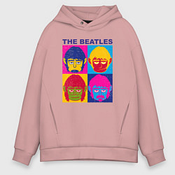 Толстовка оверсайз мужская The Beatles color, цвет: пыльно-розовый