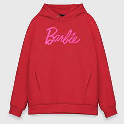 Толстовка оверсайз мужская Блестящий логотип Барби, цвет: красный