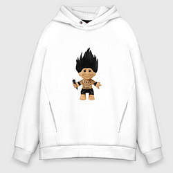 Толстовка оверсайз мужская Панк рок тролль c микрофоном, цвет: белый