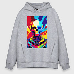 Толстовка оверсайз мужская Pop art skull, цвет: меланж