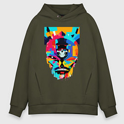 Мужское худи оверсайз Funny skull - pop art