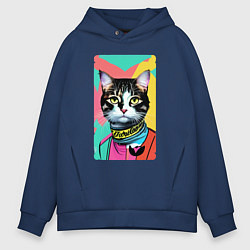 Мужское худи оверсайз Pop art cat - neural network