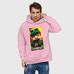 Толстовка оверсайз мужская Roblox green man, цвет: светло-розовый — фото 2