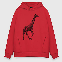 Толстовка оверсайз мужская Жираф гуляет, цвет: красный